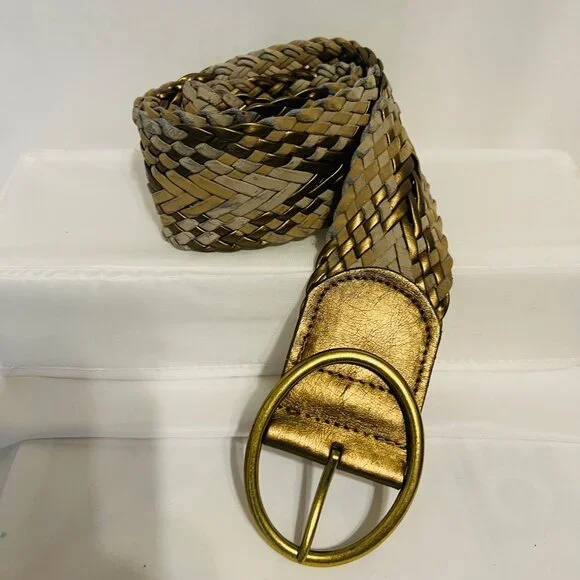 Braided Belt-Women's Size Small-2 1/2" wide-Bronze/Tan mix-Casual-Lightweight - Picture 5 of 13